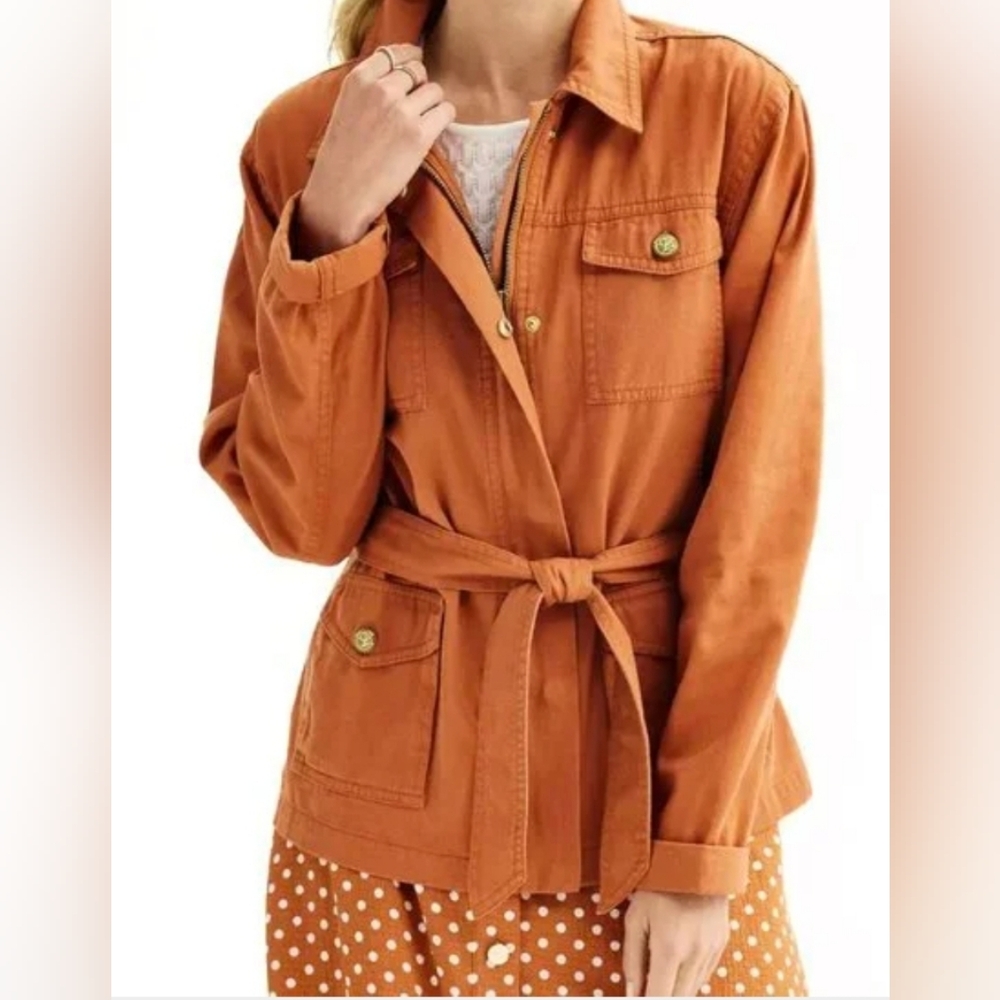 DRAPER JAMES RSVP Cinnamon casual cotton twill belted field utility jacket